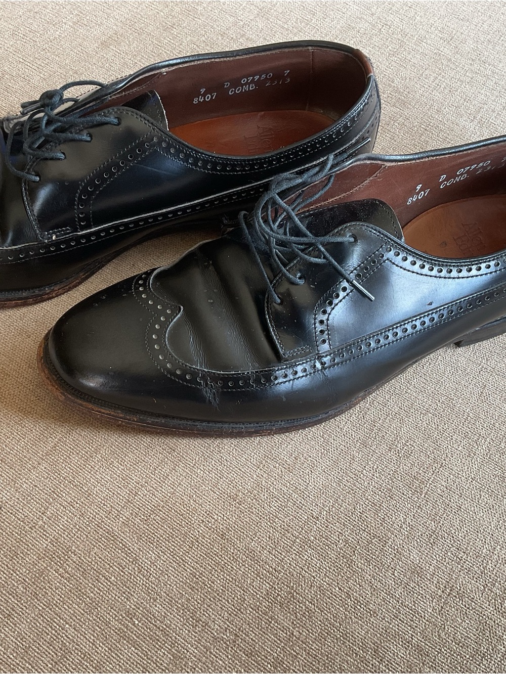 Allen Edmonds Black Leather Wingtip Oxfords